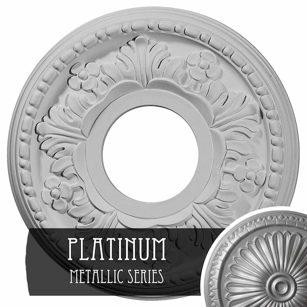 Ekena Millwork Helene Ceiling Medallion (Fits Canopies up to 5 1/4"), 11 7/8"OD x 3 5/8"ID x 7/8"P, Platinum CM11HEPLS - main